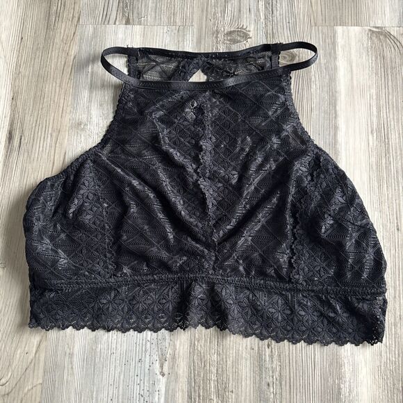 NWOT Black Lace Peep the Scene Cutout Bralette - Women René Rofé Size 2X - Picture 4 of 10